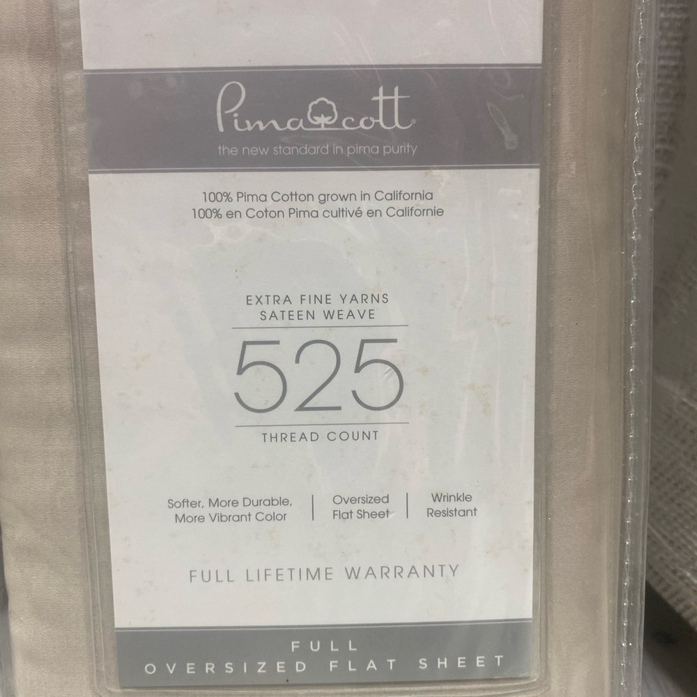 Wamsutta 525 PimaCott Solid Full Flat Sheet in Stone - Picture 4 of 6